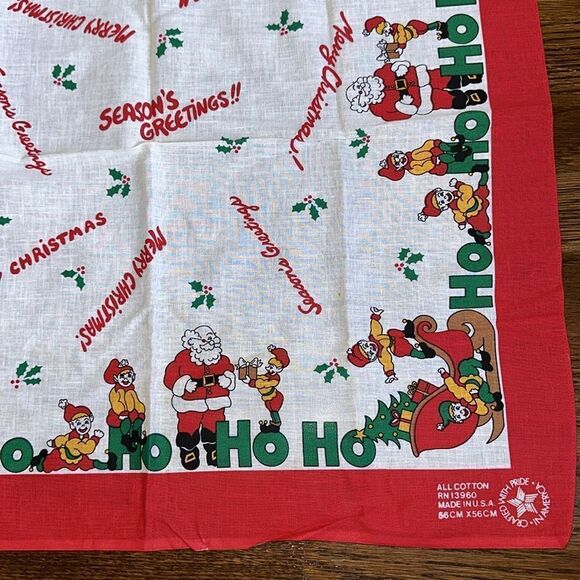 Vintage Paris Accessories cotton Christmas scarf featuring Santa & his elves - Picture 6 of 8